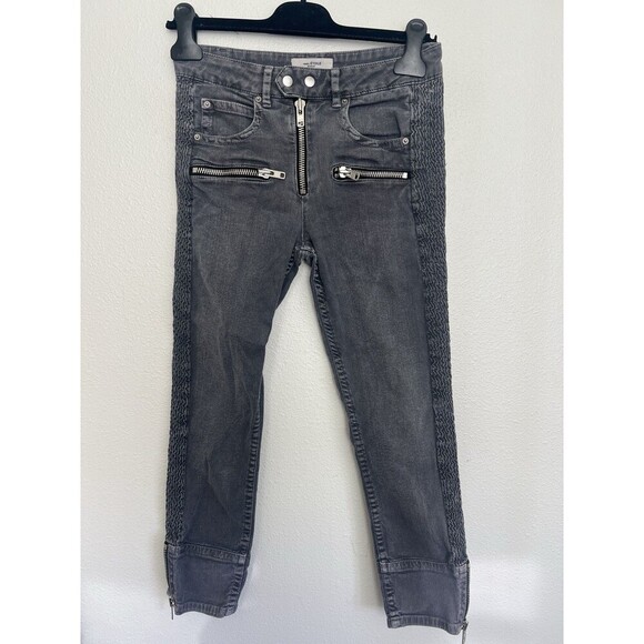 Isabel Marant Etoile Pelona Biker Dark Gray Jeans Grunge Edgy Size FR 36 US 4 - Picture 1 of 8
